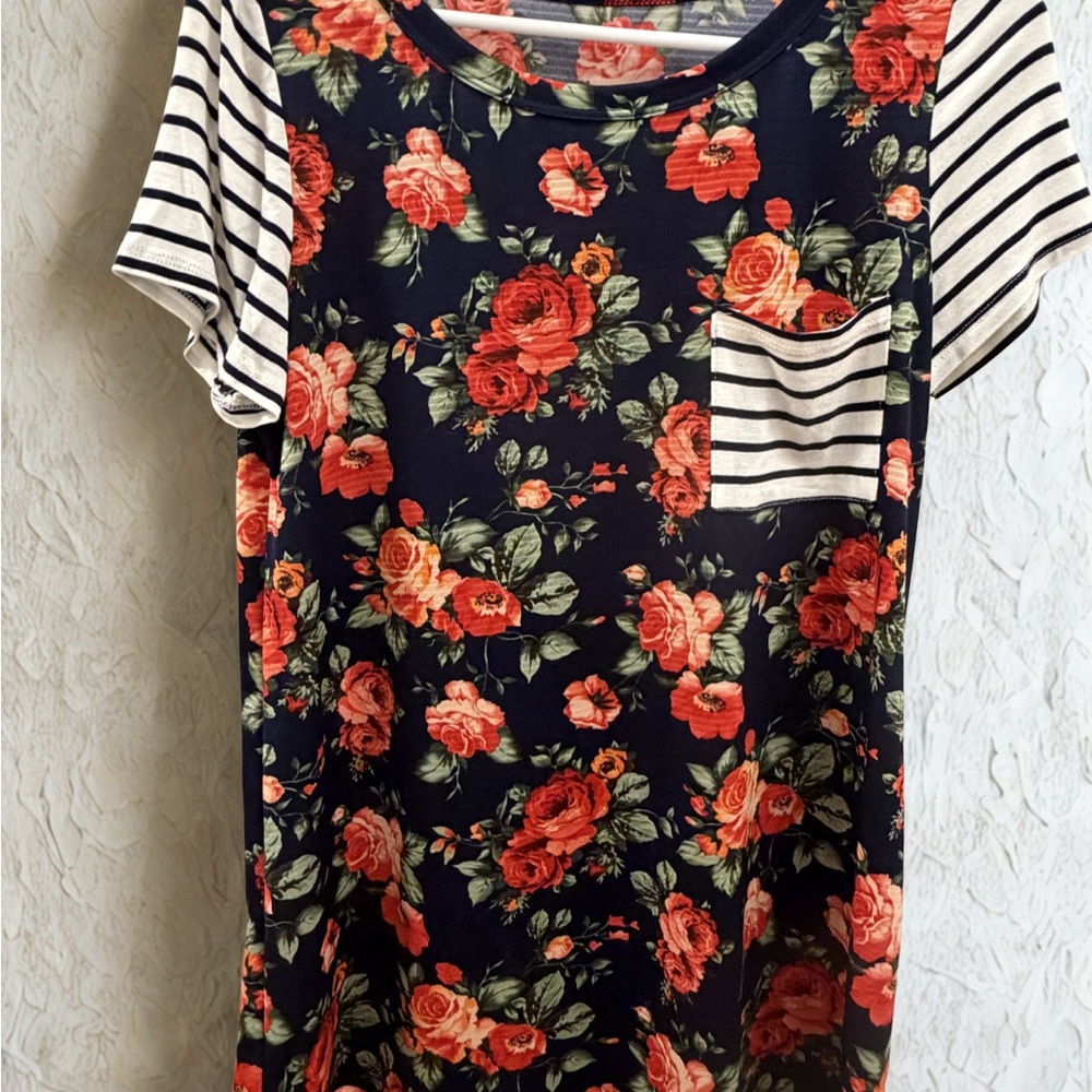 Floral and Striped Women's Top